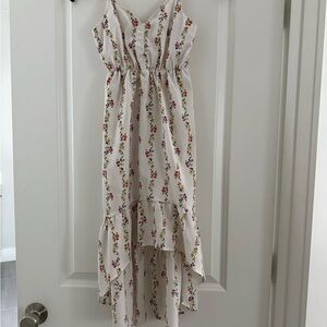 Blush White Dress with Multicolor Floral Pattern